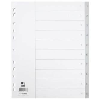 Plast.rozlišovače Q-Connect - A4+, šedé, sada 1-10