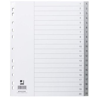 Plast.rozlišovače Q-Connect - A4+, šedé, sada 1-20