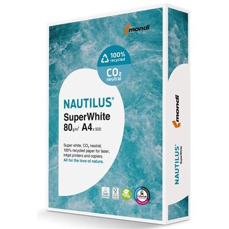 Recykl.papír Nautilus Superwhite, A4, 80 g, 500 l.
