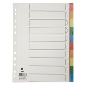 Plast.rozliš.Q-Connect-A4,barevný okraj,10 listů