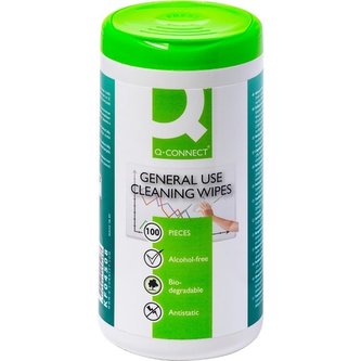 Čisticí ubrousky Q-Connect pro pl. povrchy, 100 ks