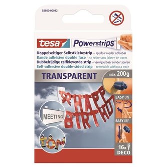 Dekorační proužky Tesa Powerstrips,průhledné, 16ks