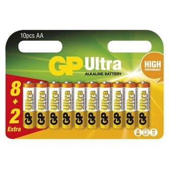 Alkalické baterie GP Ultra AA, LR6, 1,5V, 8+2 ks