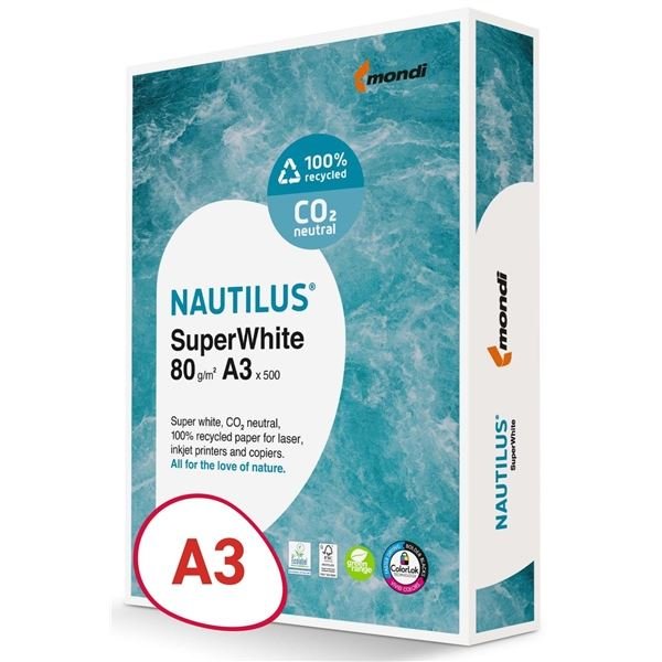 Recykl.papír Nautilus Superwhite, A3, 80 g,500 l.