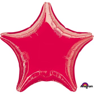 Foliový balón hvězda 48 cm, červená metallic