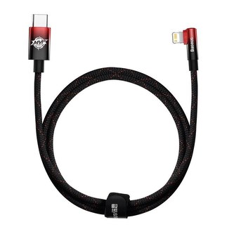Baseus úhlový kabel USB-C - Lightning, 20W 1m, červený