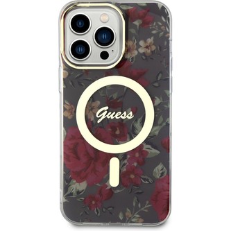 Guess PC/TPU Flowers IML MagSafe kryt iPhone 14 Pro Max kaki