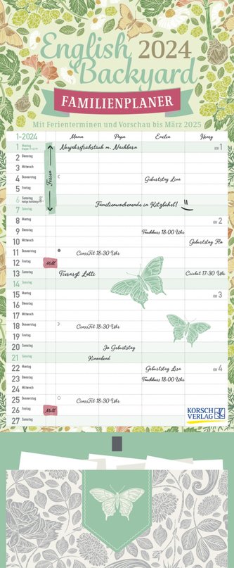 Familienplaner English Backyard Zetteltasche 2024