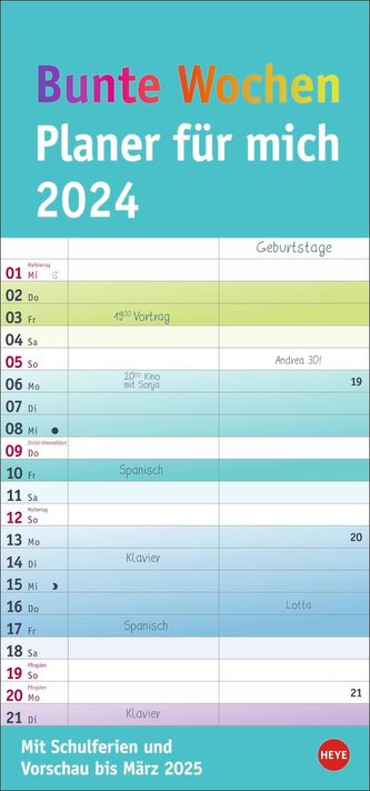 Bunte Wochen Planer für mich 2024