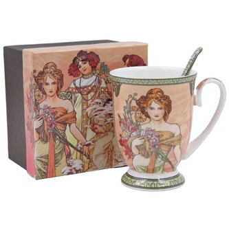 HOME ELEMENTS Hrnek 280 ml, se lžičkou, Mucha Jaro