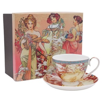 HOME ELEMENTS Hrnek 250 ml, s podtáckem, Mucha Zima