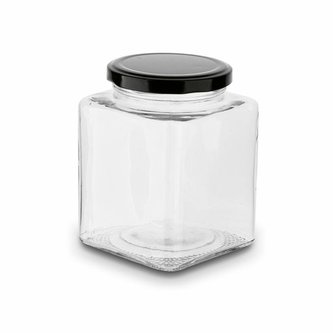 dóza 0,50l BELO čtverc.-sklo, víčko TO   černé, kov