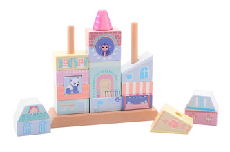 Drevené kocky domček so stojanom