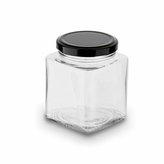 dóza 0,30l BELO čtverc.-sklo, víčko TO   černé, kov