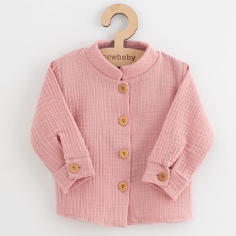 Kojenecká mušelínová košile New Baby Soft dress růžová - velikost 80 (9-12m)