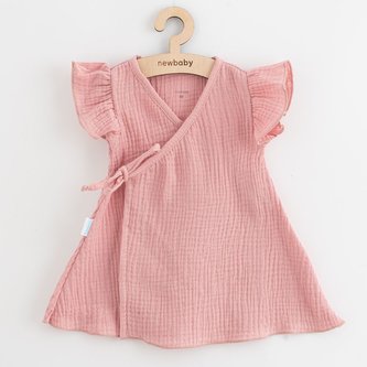 Letní kojenecké mušelínové šaty New Baby Soft dress růžová - velikost 74 (6-9m)