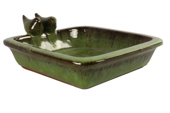 Keramické pítko pro ptáčky Momo zelené 10,5x29x25 cm