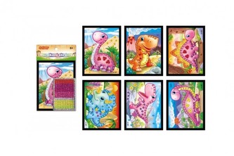Mozaika obrázek mini dinosaurus třpytivý 10x12cm mix druhů 24ks v boxu