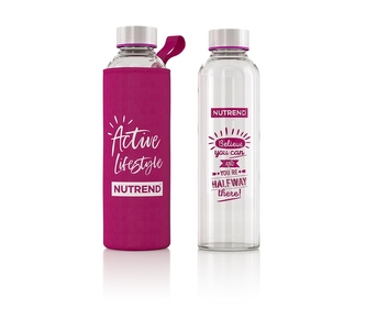Nutrend Skleněná láhev s obalem růžová 500 ml