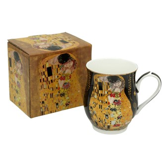 HOME ELEMENTS Hrnek 350 ml, Klimt, Polibek tmavý