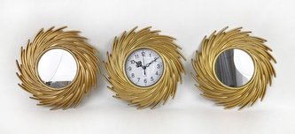Plastový nástěnný set - hodiny a zrcadla Ø25cm - sada 3ks, 1/20