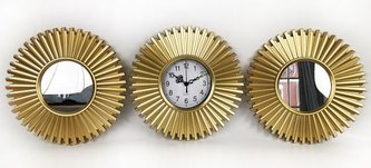 Plastový nástěnný set - hodiny a zrcadla Ø25cm - sada 3ks, 1/20