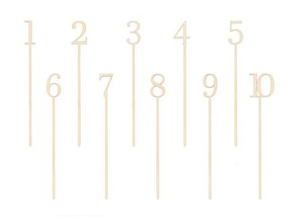 Drewniane numery na stół 25cm 10szt