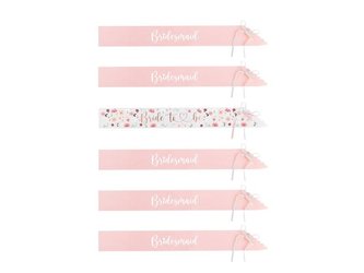 Szarfy Bride to be i Bridesmaid 76cm 6szt