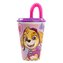 KELÍMEK S BRČKEM PAW PATROL 430 ML, PLAST, RŮŽOVÁ