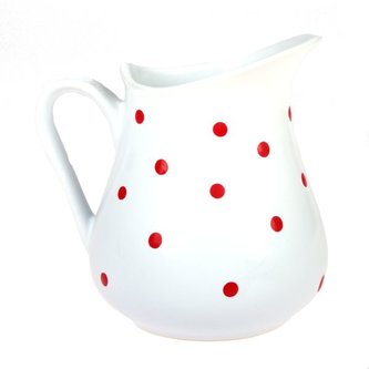 Keramický džbán, bílý s červenými puntíky, 500ml, 6/24