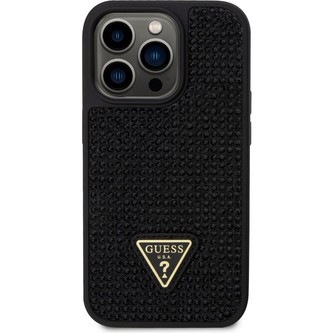 Guess Rhinestones Triangle Metal Logo kryt pro iPhone 14 Pro černý