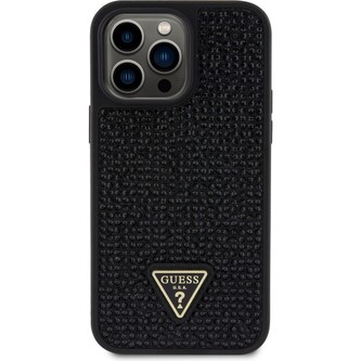 Guess Rhinestones Triangle Metal Logo kryt pro iPhone 14 Pro Max černý
