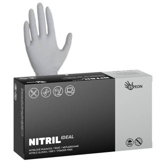 Rukavice jednorázové nitrilové nepudrované IDEAL L, šedé