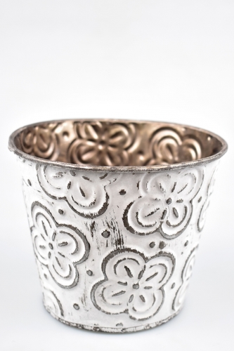 Plechový květináč Ornament 19x21x16 hnědý