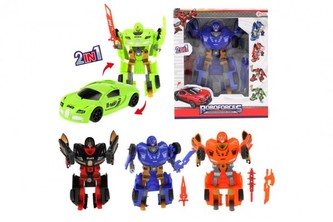 Transformer auto/robot plast 20cm 4 druhy v krabici 24x28x7cm