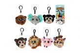 Přívěšek klíčenka na klíče plyš safari zoo 8cm 8 druhů na kartě 18m+