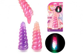 Sliz - hmota jednorožec 13cm třpytivá svítící na baterie v plastové krabičce na kartě