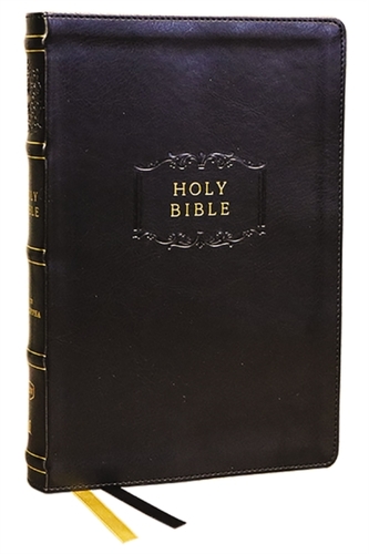 KJV, Center-Column Reference Bible with Apocrypha, Leathersoft, Black, 73,000 Cross-References, Red Letter, Comfort Prin