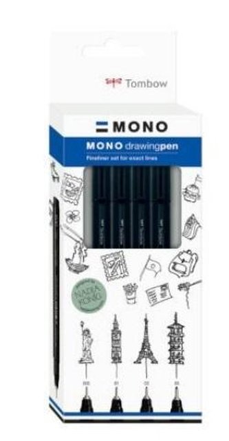Tombow Fineliner MONO drawing pen - sada Bold 4ks