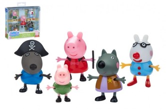 Prasiatko Peppa / Peppa Pig plast set 5 figúrok v maškarných šatách v krabičke 16x15x4, 5cm