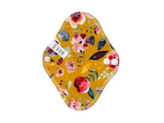 BIO Intimní vložka s GOTS (Biobavlněný úplet) - Malované pivoňky hořčicové