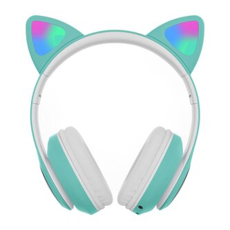 Bezdrátová sluchátka s kočičíma ušima - B39M, tyrkysová