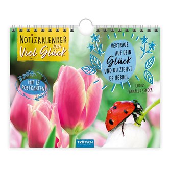 Trötsch Notizkalender Querformat Notizkalender Viel Glück 2024 - mit 12 Postkarten