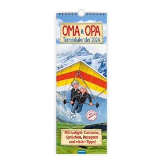 Trötsch Maxi-Streifenkalender Oma und Opa Terminkalender 2024 - mit lustigen Cartoons, Sprüchen, Rezepten und vielen Tipps