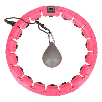 FH03 RŮŽOVÁ MASÁŽNÍ HULA HOOP OBRUČ SE ZÁVAŽÍM A POČÍTADLEM