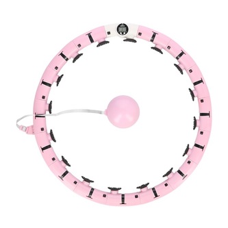 FH07 PASTELOVĚ RŮŽOVÁ MASÁŽNÍ HULA HOOP OBRUČ SE ZÁVAŽÍM A POČÍTADLEM HMS