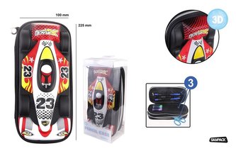 Piórnik dwukomorowy 23x9cm wyścigówka