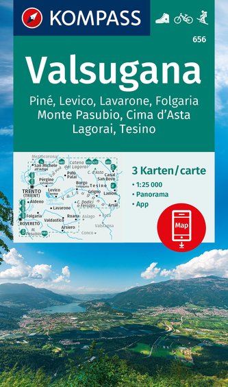 KOMPASS Wanderkarten-Set 656 Valsugana, Pine, Levico, Lavarone, Folgaria, Monte Pasubio, Cima d'Asta, Lagorai, Tesino (3 Karten)