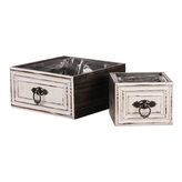 Šuplík dřevěný - obal na květiny. Bílá barva, sada 2ks.