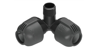 l-kus 25 mm x vnější závit 3/4", rohová přípojka zadešťovače